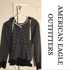 SOLD// AEO Navy Striped Hoodie XS/TP